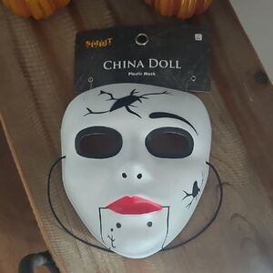 Spirit Halloween - China Doll Mask - White and Black - NEW - Never worn